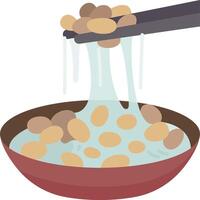 Chopsticks and a bowl of rice with beans vector