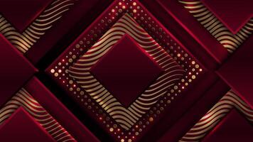 Abstract luxury red maroon elegant geometric diagonal overlay layer background with golden lines and halftone. vector