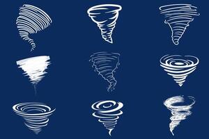 Tornado line art shape Illustration. Set hurricane design element template collection vector