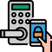 A hand holding a phone and a keypad vector