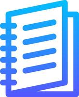 A notebook icon with a blue background vector