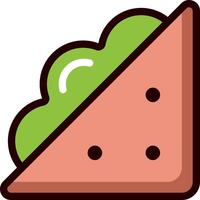 A slice of watermelon with green leaves on it vector