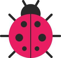 A ladybug icon with black spots on it vector