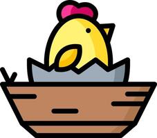 A cartoon chicken sitting in a nest vector