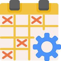 A calendar with a gear and cross marks vector