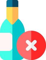 A bottle of wine with a red cross next to it vector