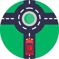 A car is driving on a roundabout vector