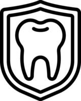 A tooth in a shield with a black outline vector