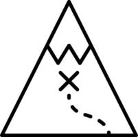 A black and white mountain icon with a line drawn through it vector