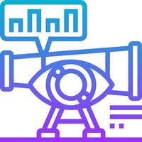 A telescope icon with a graph and a bar chart vector