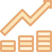 An icon of a graph going up and a stack of money vector