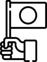 A hand holding a flag with a black outline vector