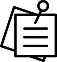 A black and white icon of a paper clip and a pen vector