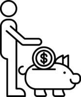 A man is putting money into a piggy bank vector