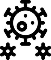 A black and white icon of a virus and two gears vector