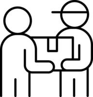 Two people are holding a box and one is giving it to the other vector
