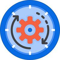 A blue and red clock with a gear wheel vector