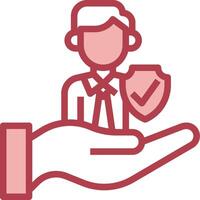 A hand holding a person with a shield vector
