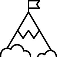 A mountain with a flag on top and clouds in the background vector