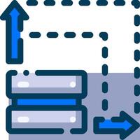 A blue arrow pointing to a computer and a blue arrow pointing to another computer vector