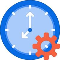 A clock with a gear and arrow pointing to the right vector