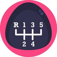 The gear shift button is on a pink circle vector