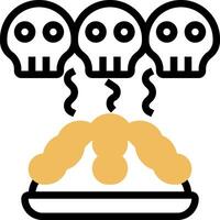 A cartoon of three skulls on top of a pie vector