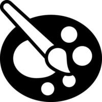 A black and white image of a paintbrush and palette vector