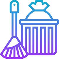 A broom and trash can icon vector