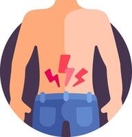 A man with a back pain and a lightning bolt on his back vector