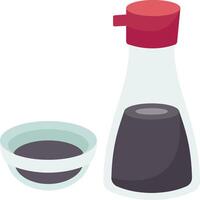 A bottle of soy sauce and a bowl of soy sauce vector