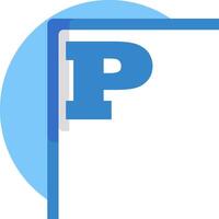 A blue and white paper with the letter p on it vector