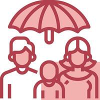 An icon of a family under an umbrella vector