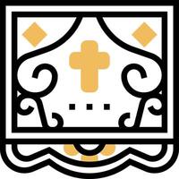 A cross in a frame with a gold border vector
