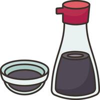 A bottle of soy sauce and a bowl of soy sauce vector