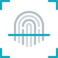 A fingerprint icon with a blue line vector