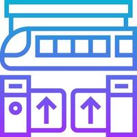 A train is shown with a blue and purple background vector