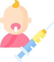 A baby with a syringe in its mouth vector