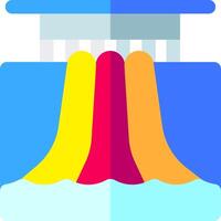 A colorful water slide with a colorful splash vector