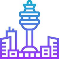 A city skyline with a tower in the middle vector
