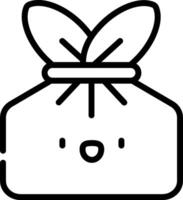 A black and white drawing of a bag with a heart vector