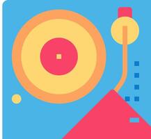 A colorful icon with a turntable and a record player vector