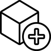 A black and white image of a cube with a plus sign vector