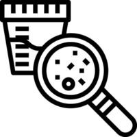 Magnifying glass icon with a cup and a container vector