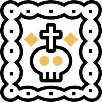 A skull with a cross on it in a frame vector