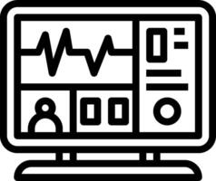 A computer monitor with a heartbeat monitor icon vector