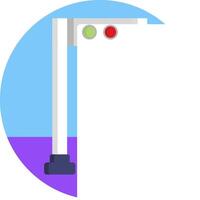 A white sign with a red light on it vector