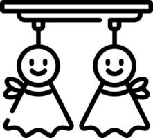 Two people hanging from a ceiling with a sign that says hanging vector