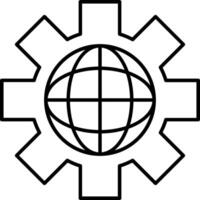 World globe gear icon vector