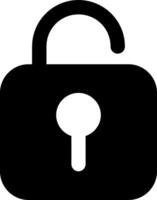 A black and white icon of a padlock vector